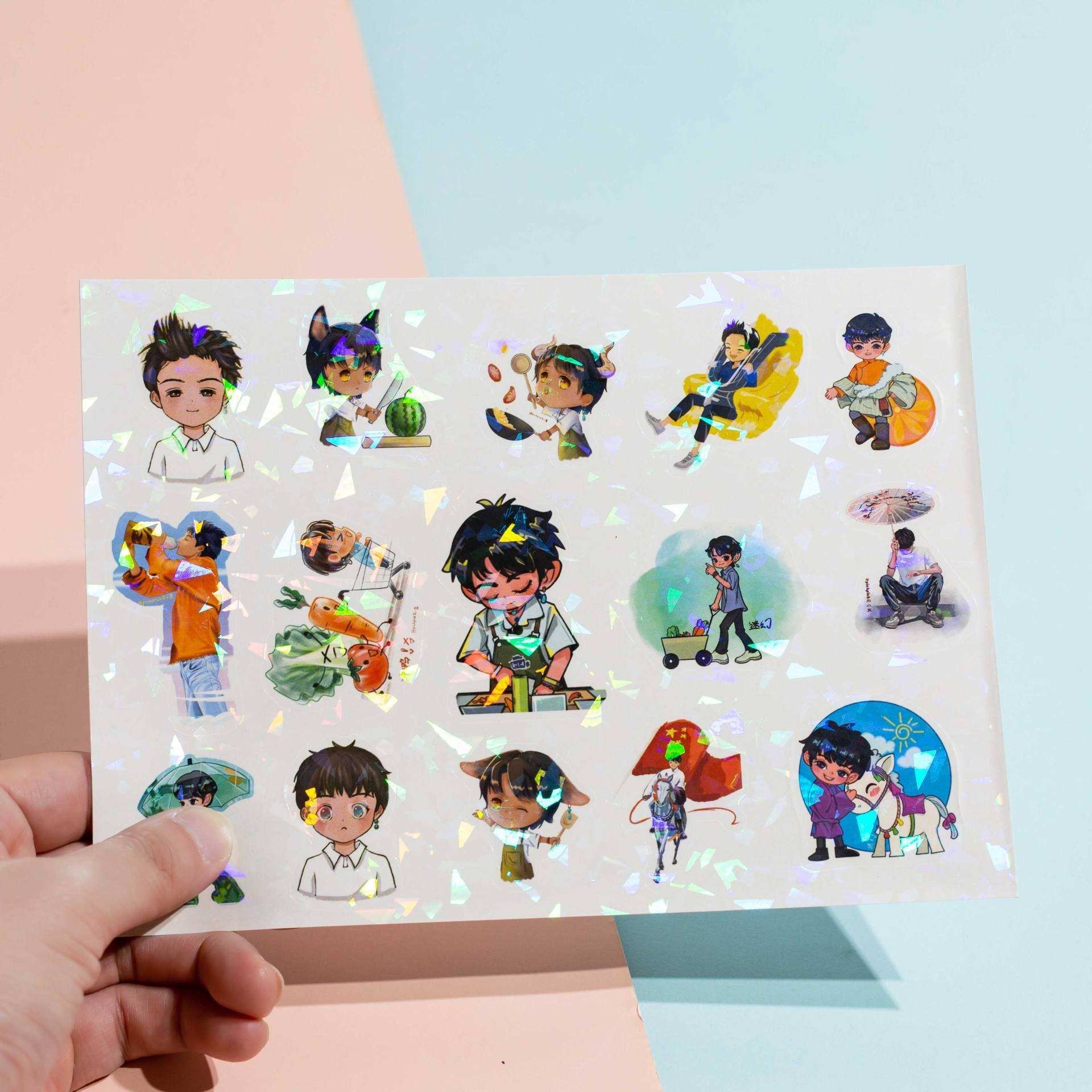 Customized Wholesales Cartoon Kiss Cut Sheet Self Adhesive Stickers Promotion A4 A5 Logo Sheet Stickers