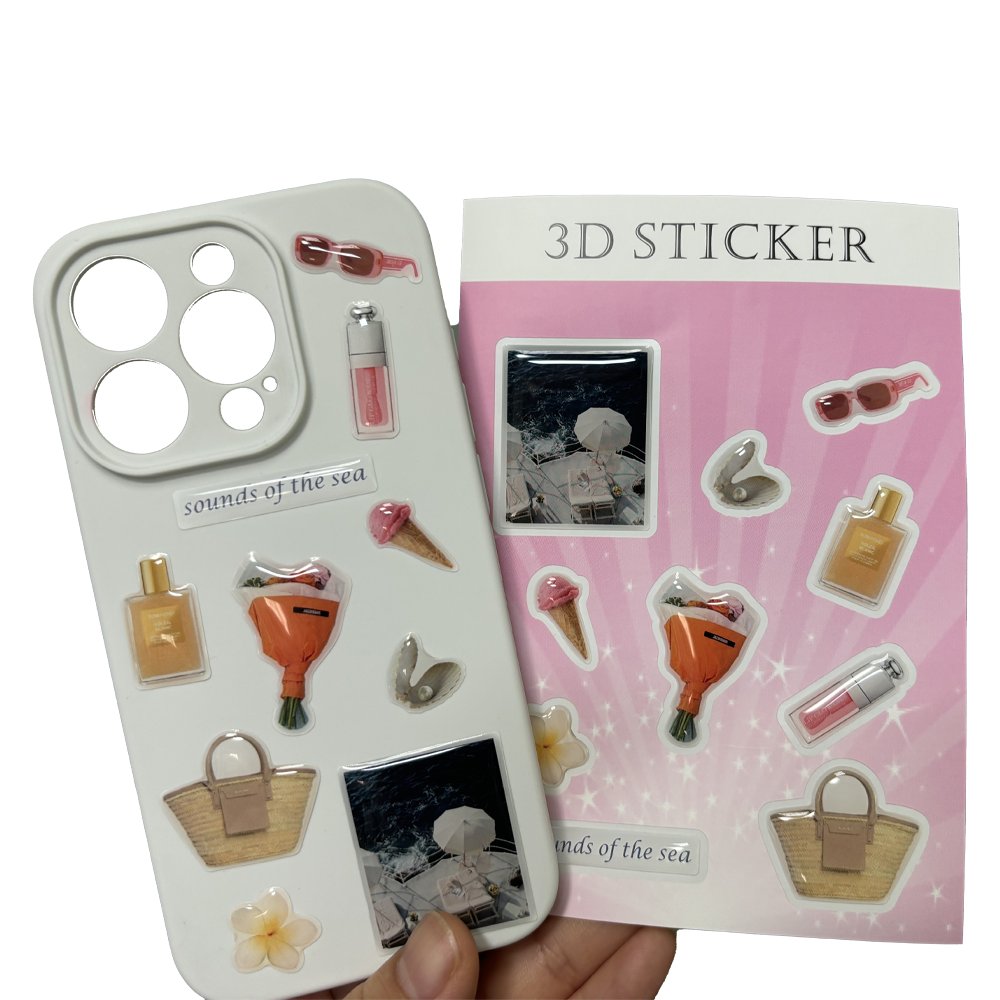 Wholesale Mobile Phone Back Cover Stickers A6 Die Cut Epoxy Dome Gel Decorative Stickers Sheet Custom Resin Craft Art Stickers