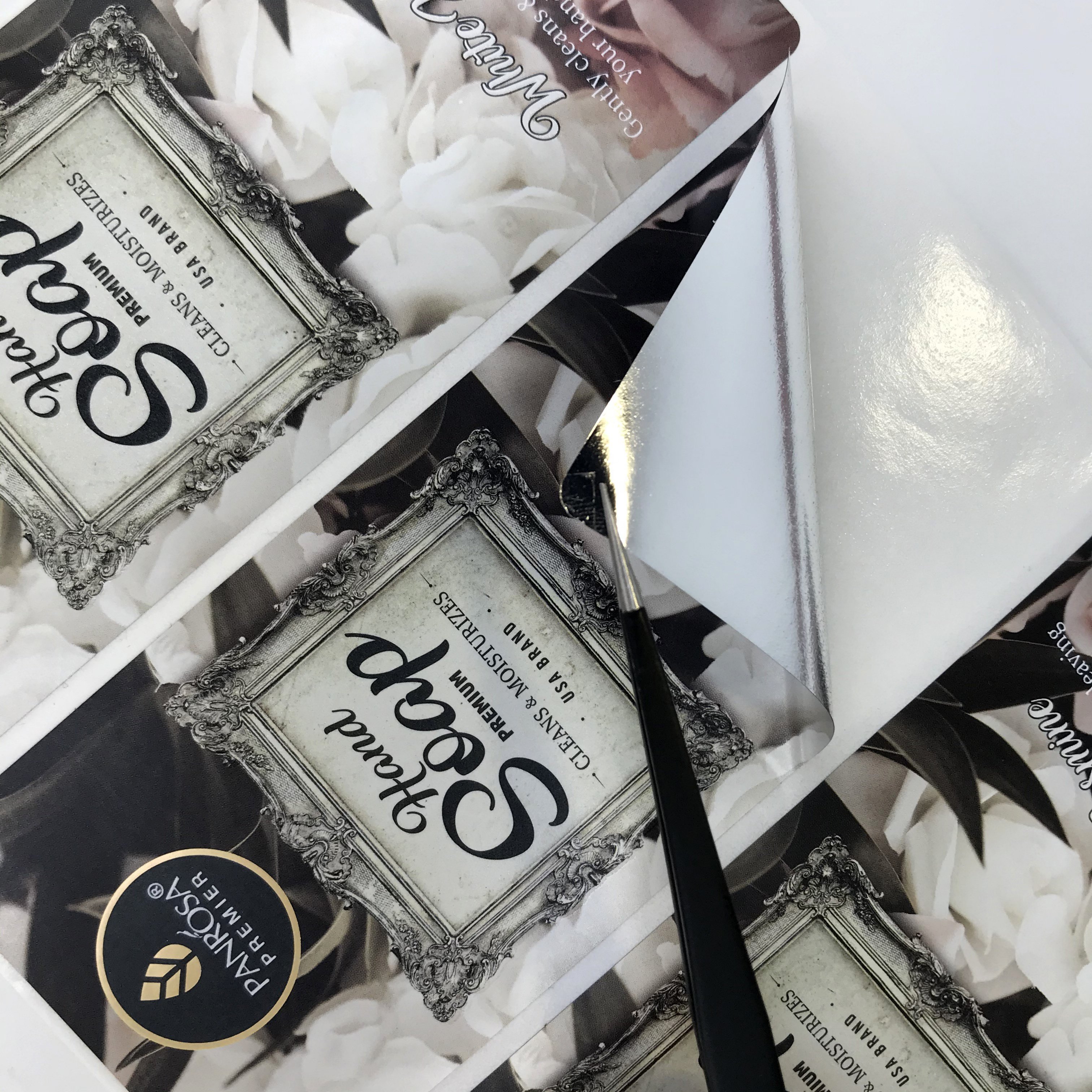 Waterproof Cosmetic Perfume Sticker Luxury Cosmetic Sticker Luxury Perfume Label Luxury Make Up Sticker PET Glossy Silver Label
