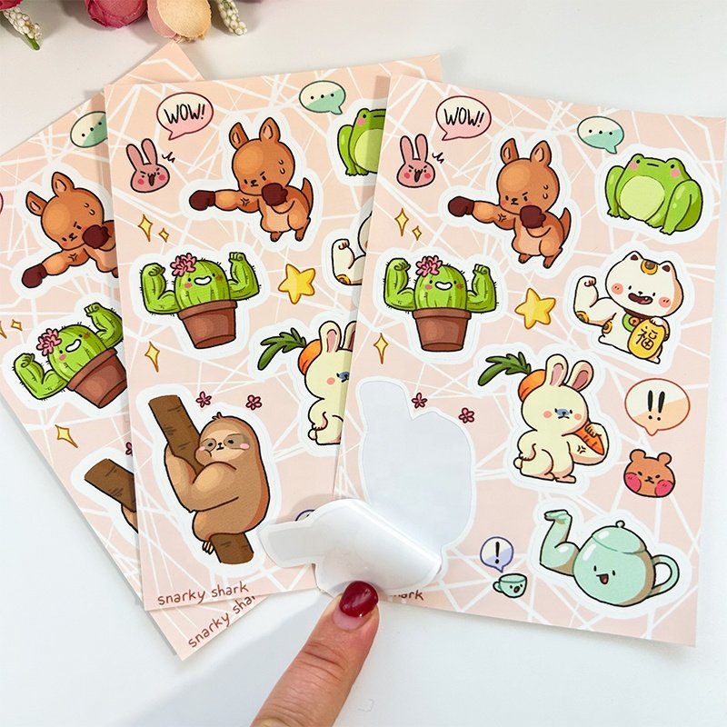 Low MOQ Custom Self Adhesive Vinyl Stickers Die Cut Waterproof UV Resistant Various Shape Easy Peel Off Stickers for Promotion