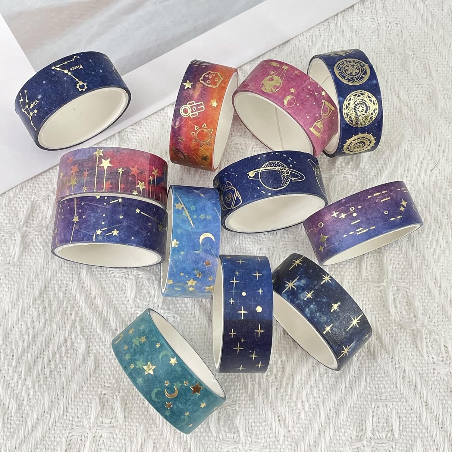 HONGFU Starry Sky Series Hot Stamping and Paper Tape DIY Decorative Booklet Stickers Creative Life Small Items washi tape