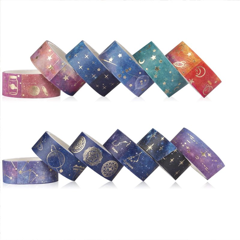 HONGFU Starry Sky Series Hot Stamping and Paper Tape DIY Decorative Booklet Stickers Creative Life Small Items washi tape