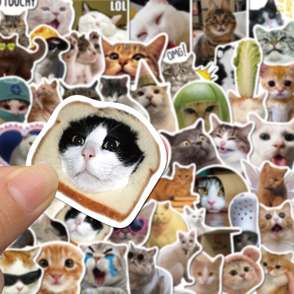 50pcs Fun Cat Stickers Graffiti Waterproof Pvc Material Diy Notebook Water Bottle Laptop Phone Diary Guitar Toy Decals