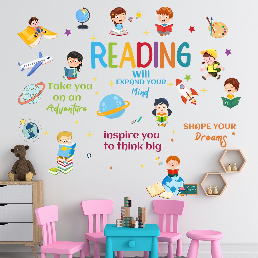 High quality READING family motto school stickers water proof die cut stickers for home decor kids room decoration stickers