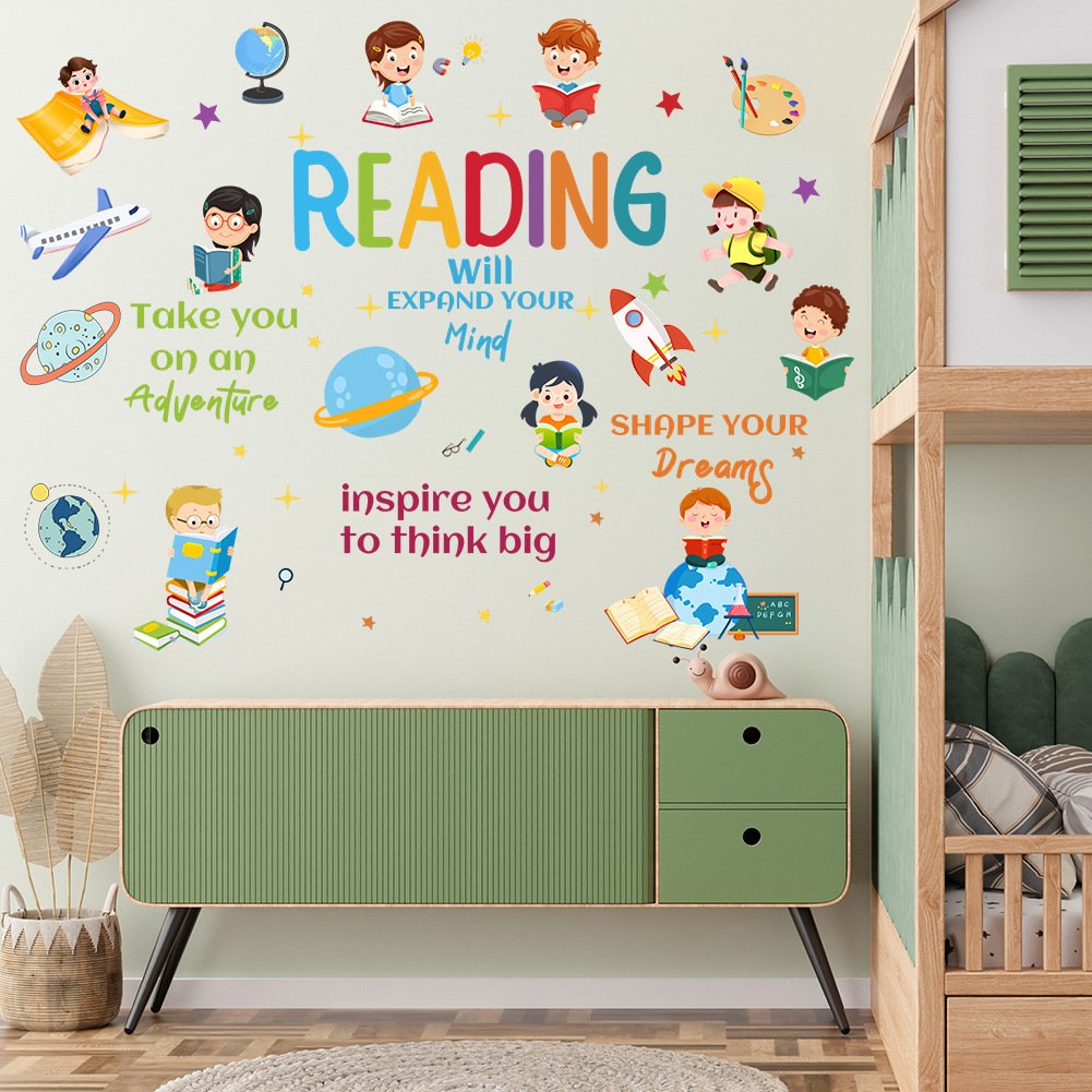 High quality READING family motto school stickers water proof die cut stickers for home decor kids room decoration stickers