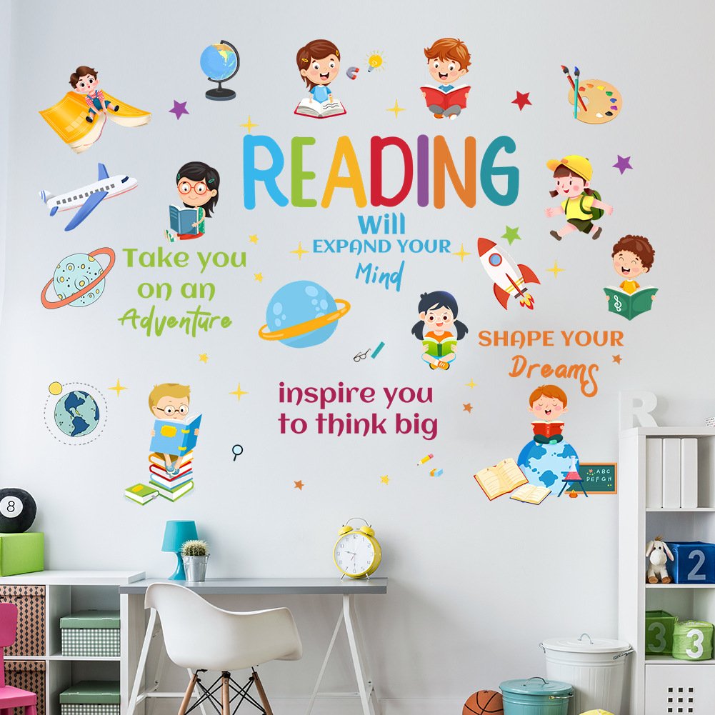 High quality READING family motto school stickers water proof die cut stickers for home decor kids room decoration stickers