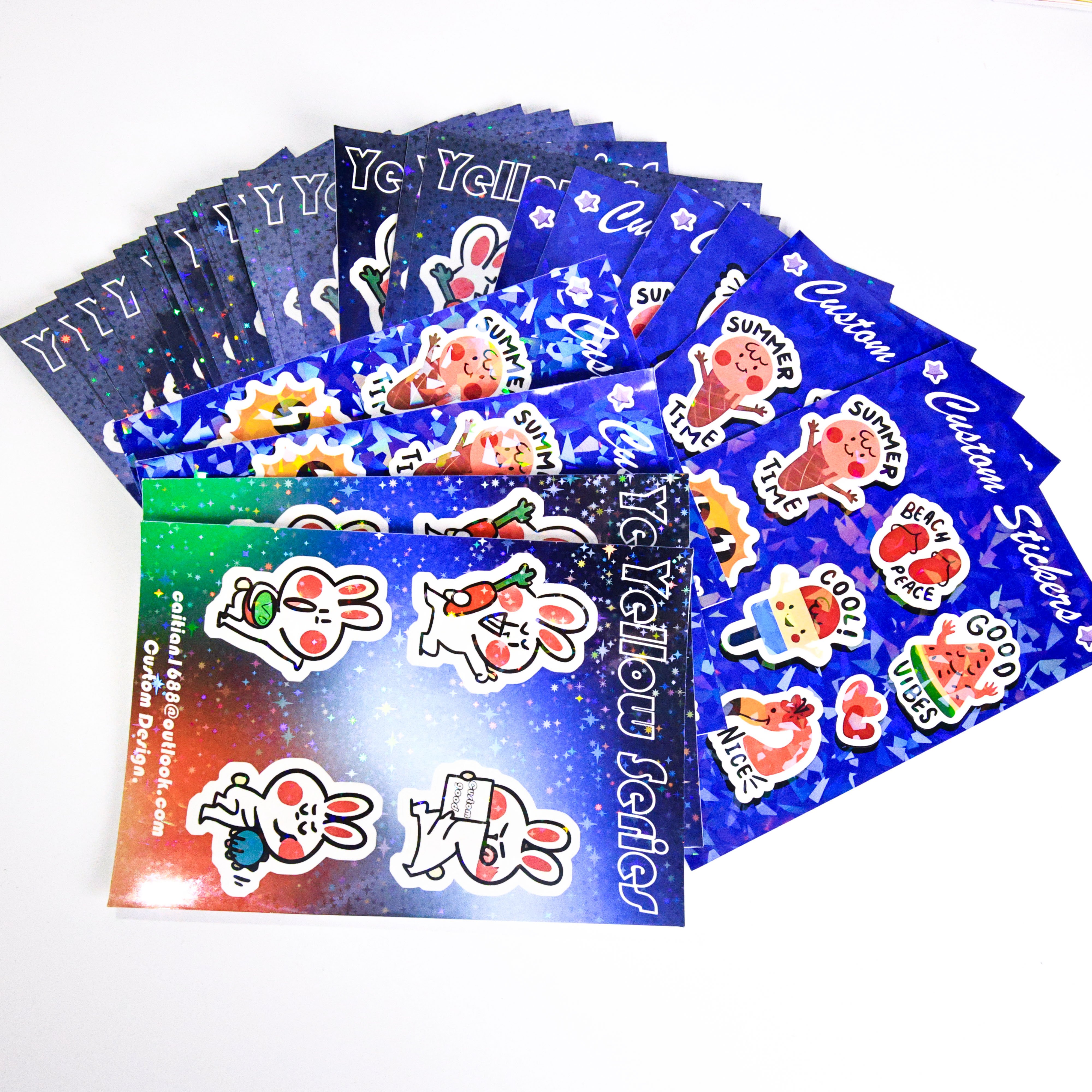 Personalized Cartoon Clear sticker Logo Label Die Cut Holographic Vinyl Stickers Custom Waterproof Kiss Cut Sticker Sheet