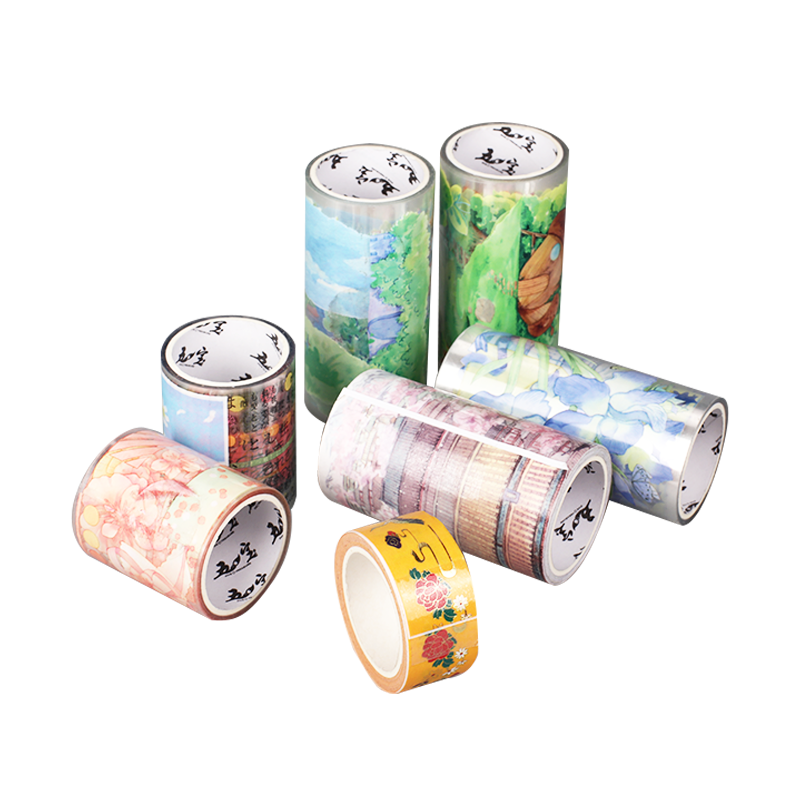 Kawaii Factory Direct Sale Custom Picture Waterproof Masking Painted Adhesive Washi Tape Stamp Set Sticker Acrylic Material