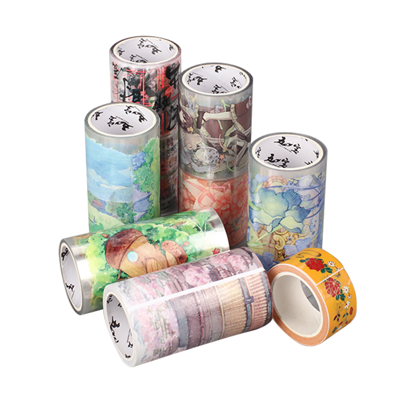 Kawaii Factory Direct Sale Custom Picture Waterproof Masking Painted Adhesive Washi Tape Stamp Set Sticker Acrylic Material