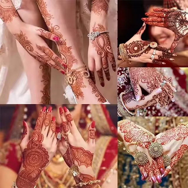 Custom LOGO design waterproof Full Hand Red Henna Temporary Tattoo Stickers Henne Tatouage tattoo stickers