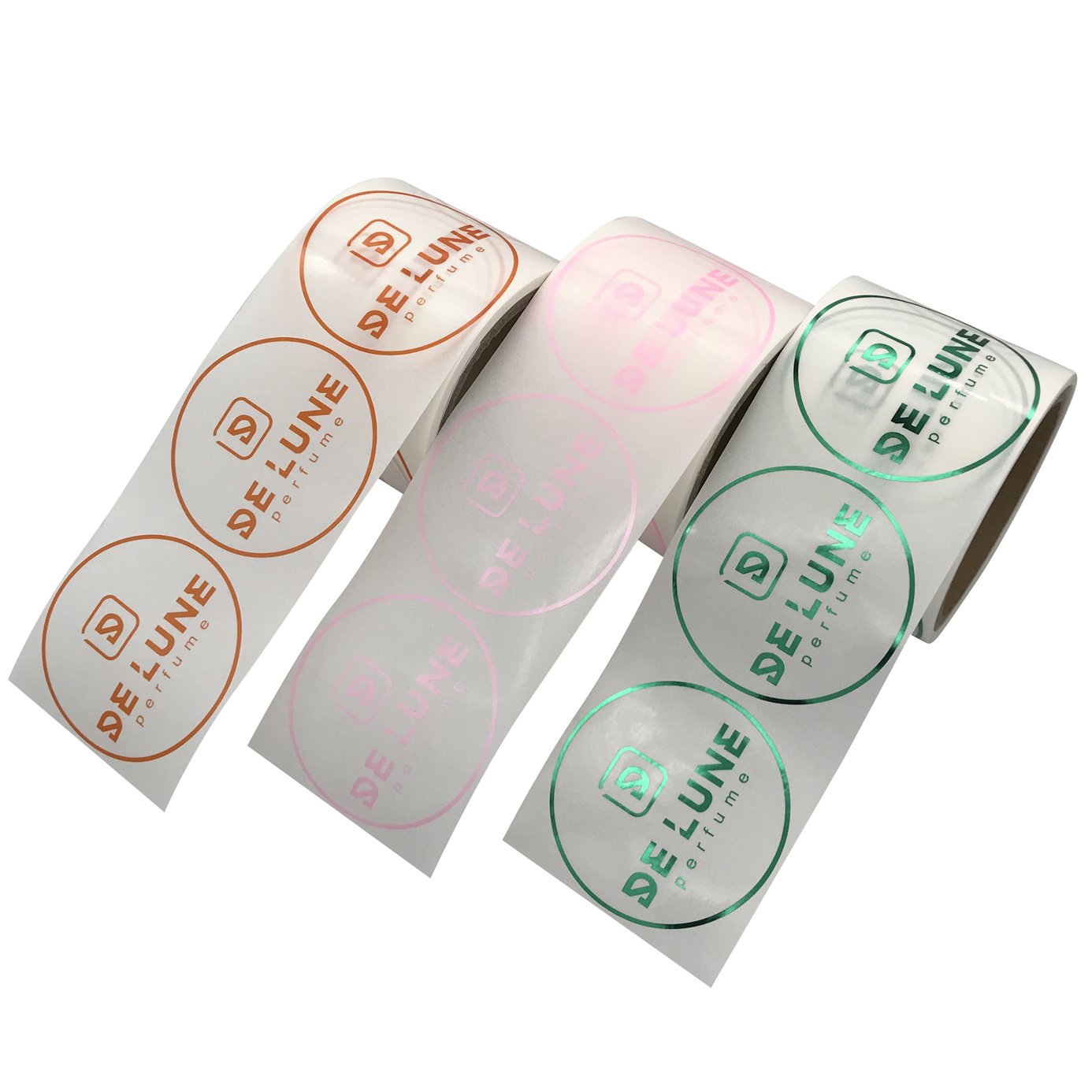 Custom printed gold foil transparent logo stickers,hot stamping clear circle sticker labels