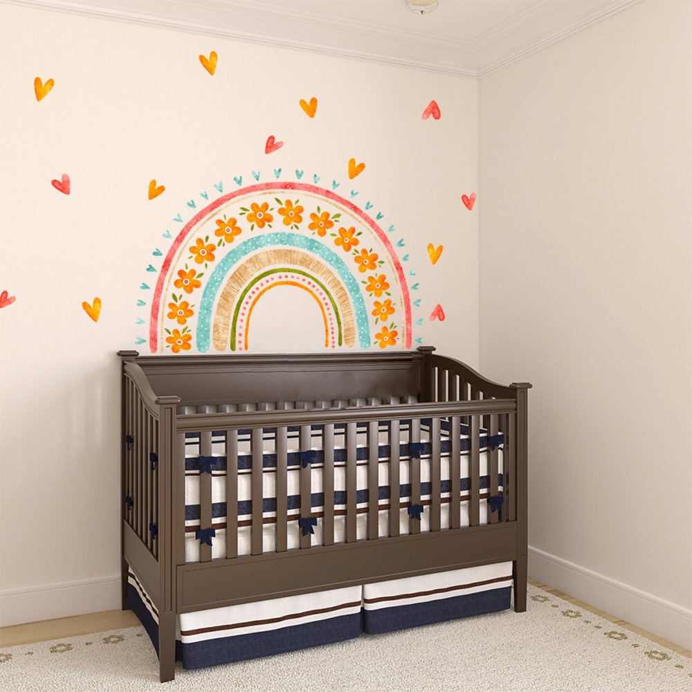 New design flower wall sticker creative boho rainbow wall stickers for kids bedroom