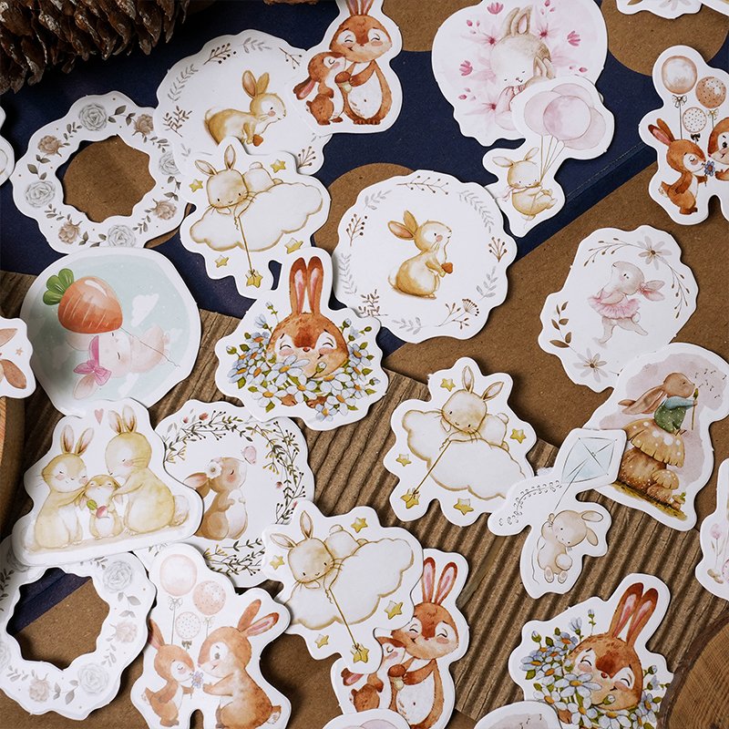 Mr. Paper 1 Design 46 Pcs / Box Stickers Rabbit Series Cute Animal Kawaii Decoration Cartoon Stickers Pack for Diary ScrapBook