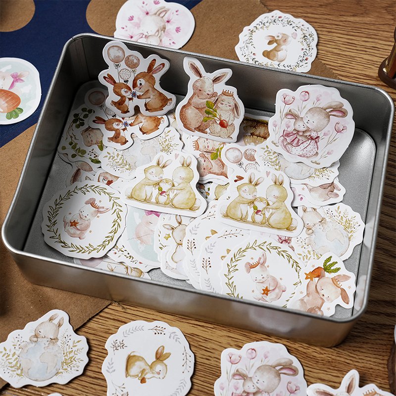 Mr. Paper 1 Design 46 Pcs / Box Stickers Rabbit Series Cute Animal Kawaii Decoration Cartoon Stickers Pack for Diary ScrapBook