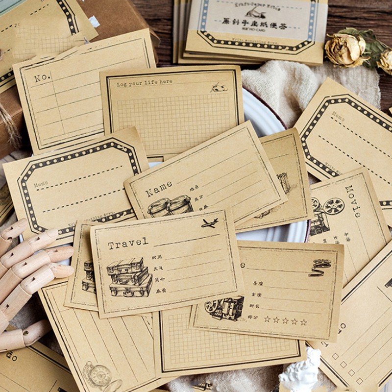Girdle Series Kraft Paper Memo Pad Book Portable Plan Notebook Label Sticker Children School Office Supply