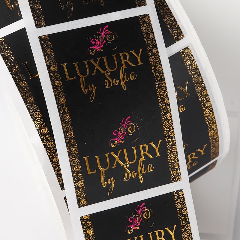 Custom label gold foiled embossed production labels custom stickers rectangle for boxes# 10cm x 5cm