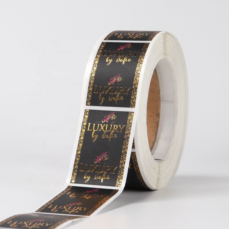 Custom label gold foiled embossed production labels custom stickers rectangle for boxes# 10cm x 5cm