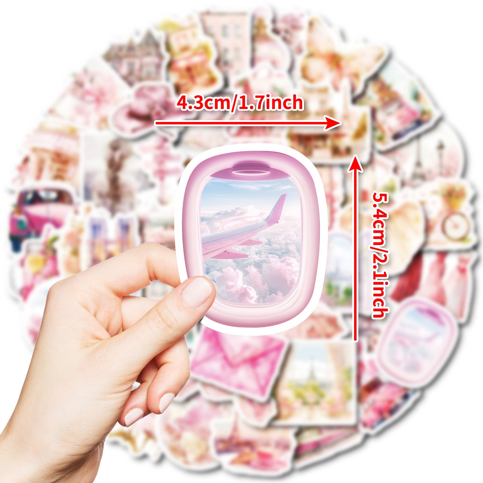 50Pcs Beautiful Pink Paris Graffiti Stickers For Bottle Laptop Decor France Culture Fashion Tourism Sticker