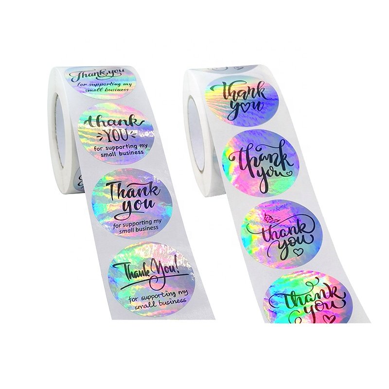 thank you stickers printing packaging labels die cut logo adhesive roll labels for packaging