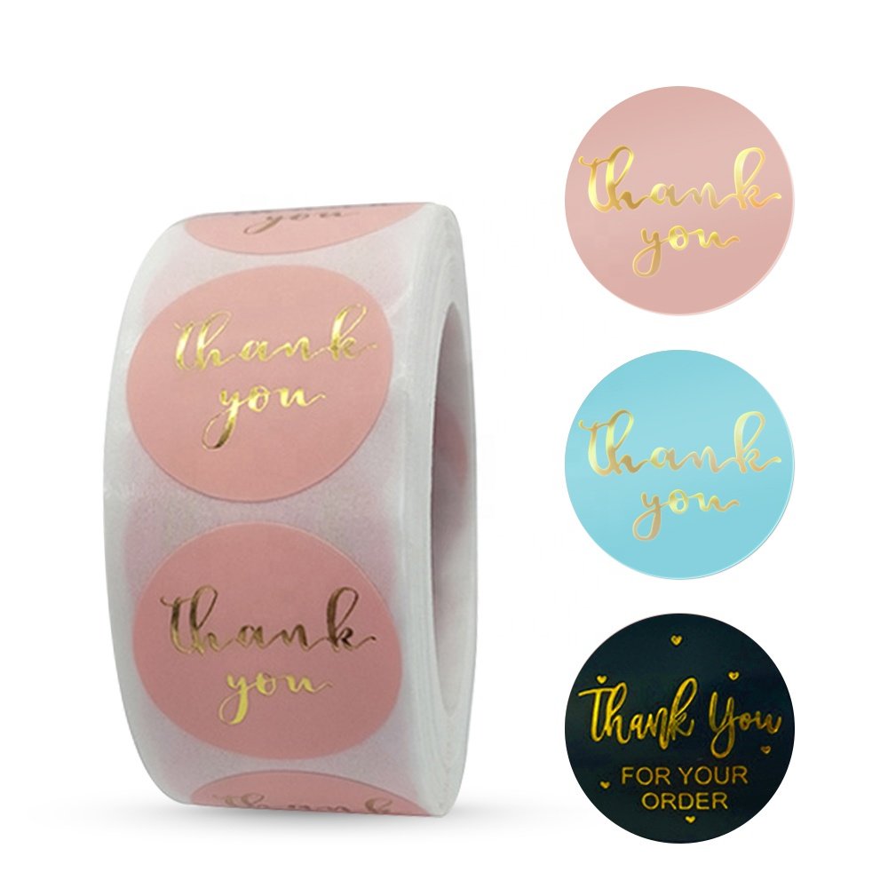 thank you stickers printing packaging labels die cut logo adhesive roll labels for packaging