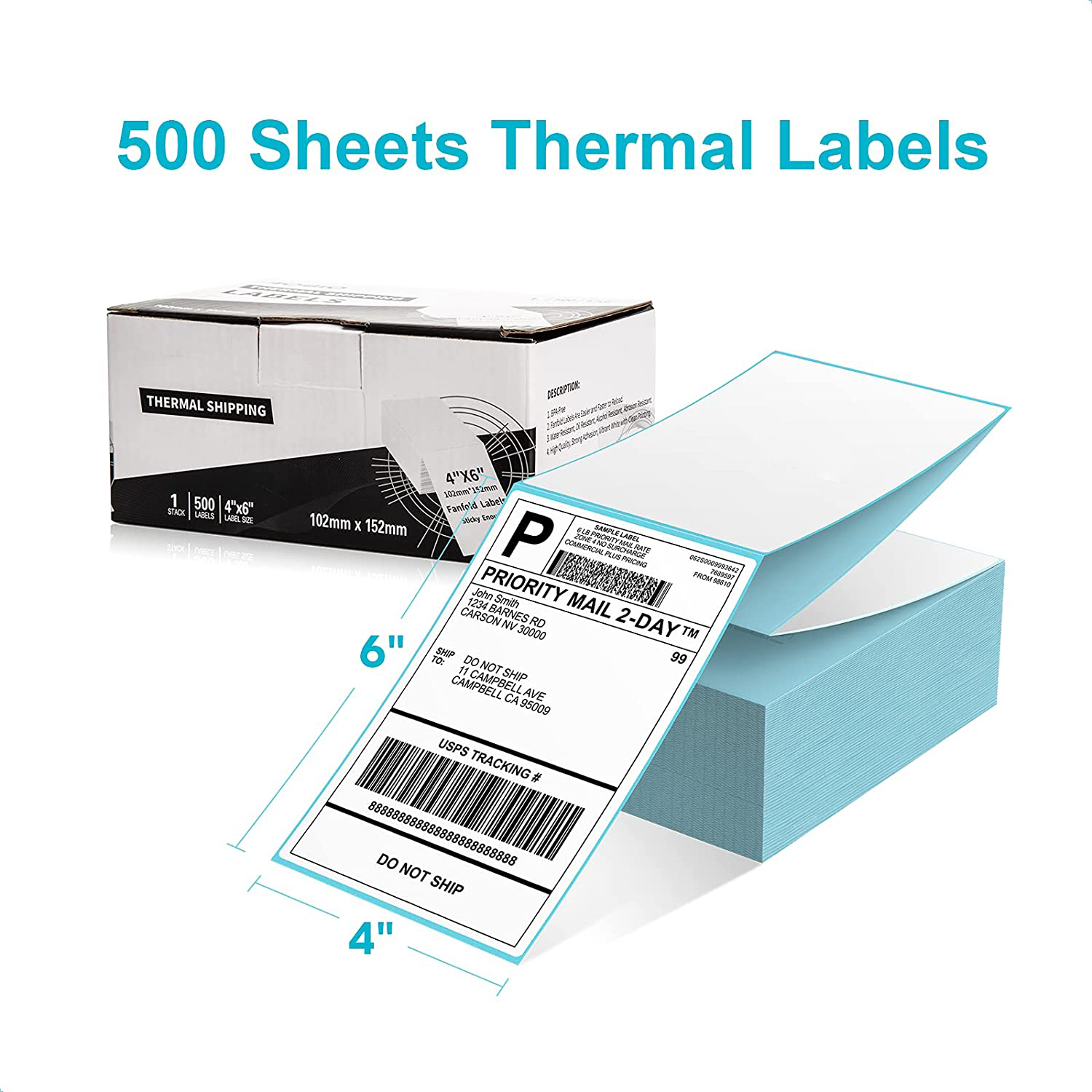 4"X6"Direct Thermal Labels 500Pcs Direct Thermal Printer shipping label Paper Compatible with Most Direct Thermal Printers