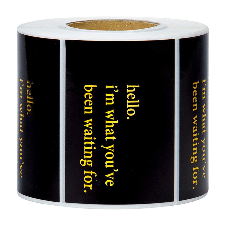 Customized Logo Printing Roll Self Adhesive Private Sticker Black White Label Stickers