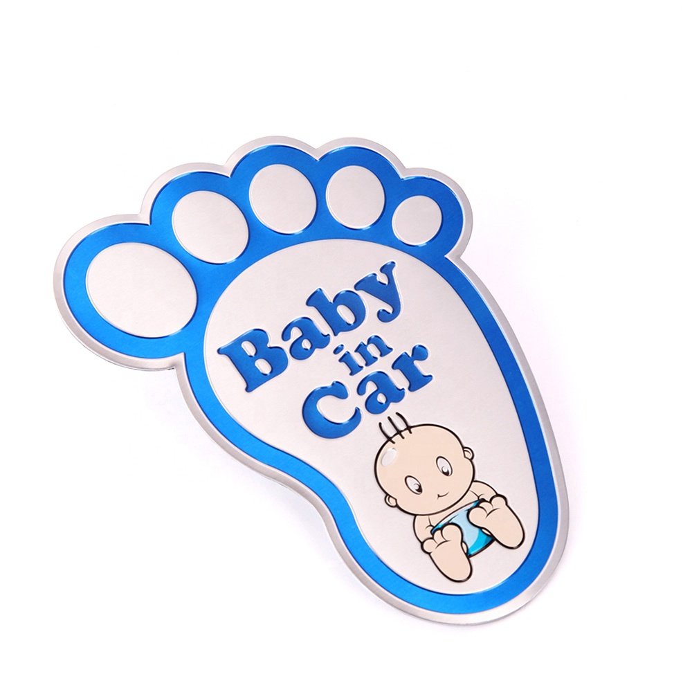 Self Adhesive Pantone Color Print Durable Baby In Car Warning Signs Metal Car sticker For Sales