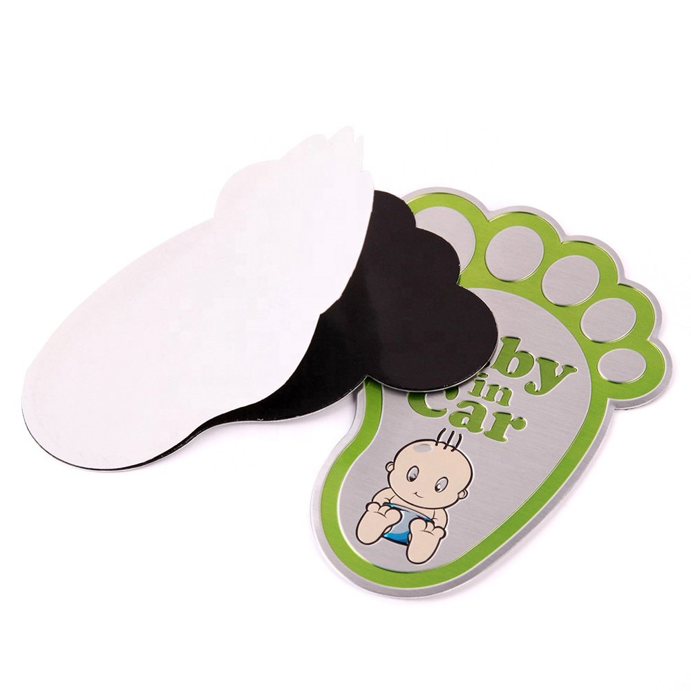 Self Adhesive Pantone Color Print Durable Baby In Car Warning Signs Metal Car sticker For Sales