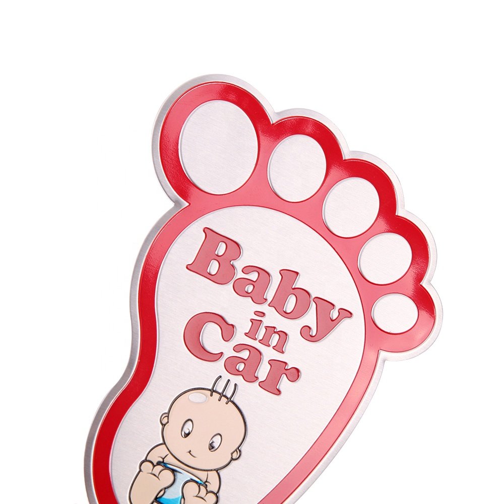 Self Adhesive Pantone Color Print Durable Baby In Car Warning Signs Metal Car sticker For Sales