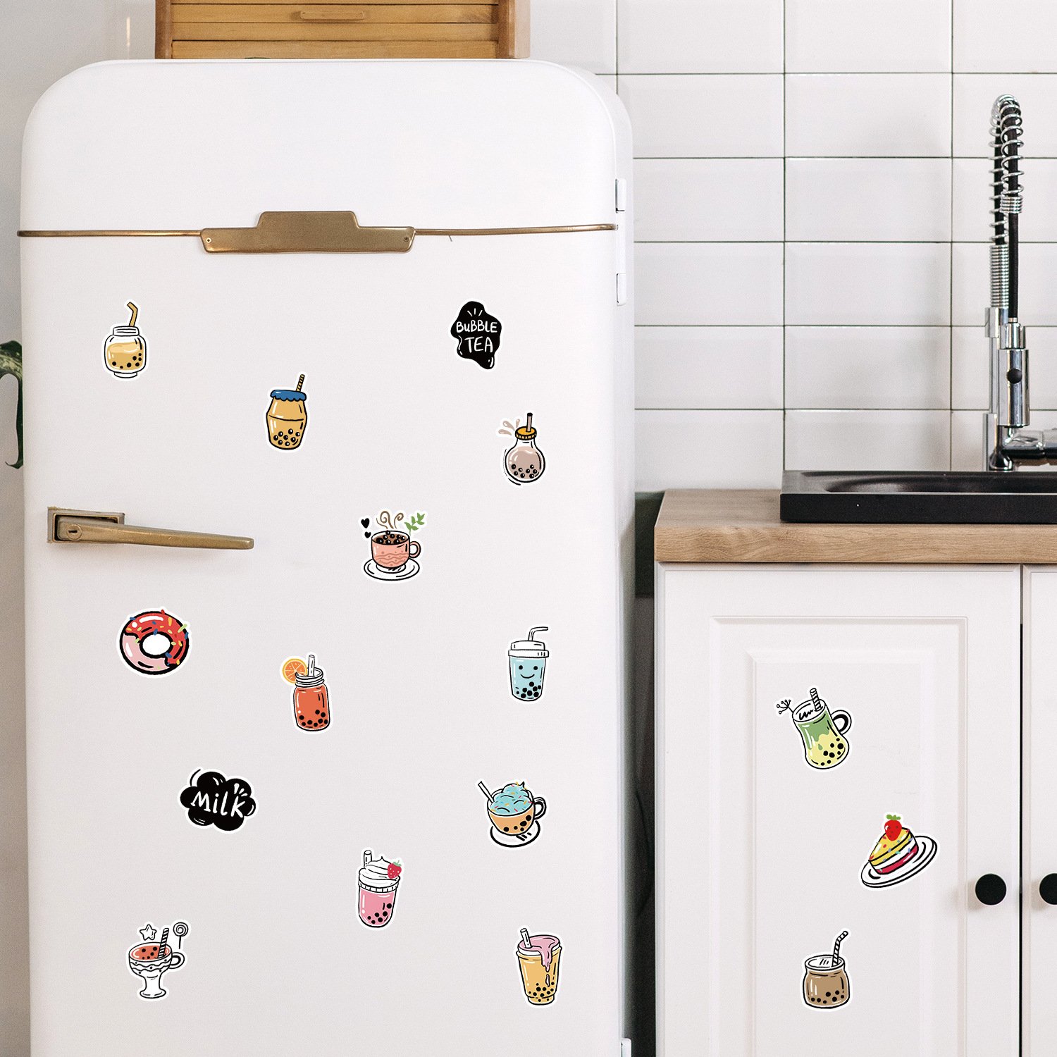 Hot 50PCS Cartoon Boba pearl milk tea Dessert drink bubble tea decals boba tea sticker