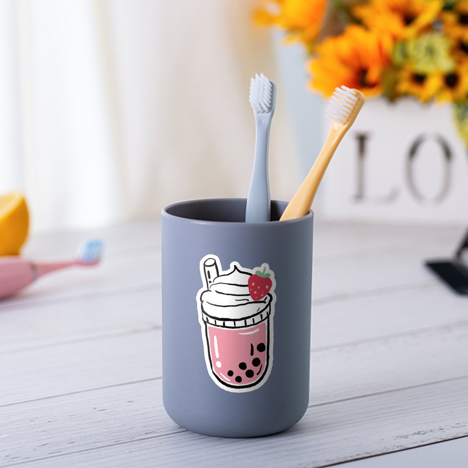 Hot 50PCS Cartoon Boba pearl milk tea Dessert drink bubble tea decals boba tea sticker
