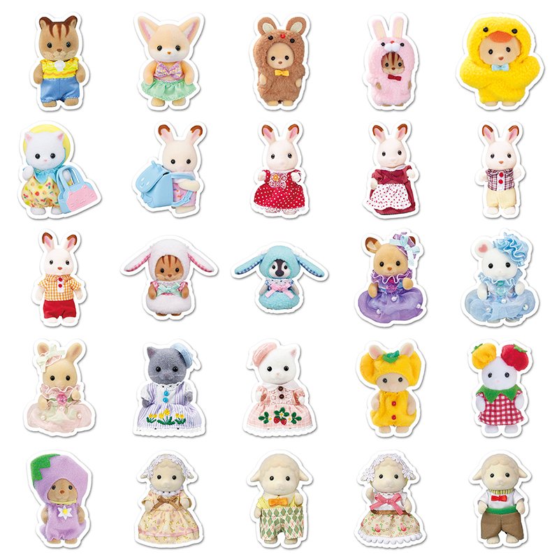 50pcs Factory Sale Cute Kawaii Waterproof Decoration Sticker Pack Cartoon Calico Cotton Doll Sticker