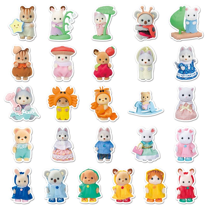 50pcs Factory Sale Cute Kawaii Waterproof Decoration Sticker Pack Cartoon Calico Cotton Doll Sticker