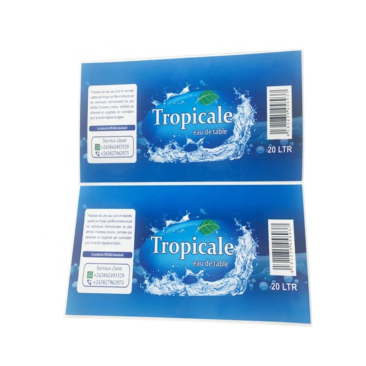 Custom design waterproof adhesive sticker label for 5 gallon bottle