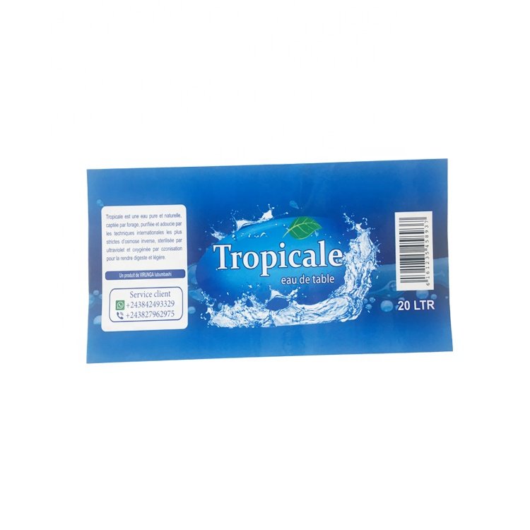 Custom design waterproof adhesive sticker label for 5 gallon bottle
