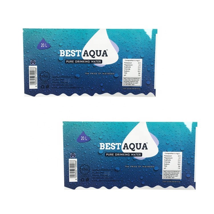 Custom design waterproof adhesive sticker label for 5 gallon bottle