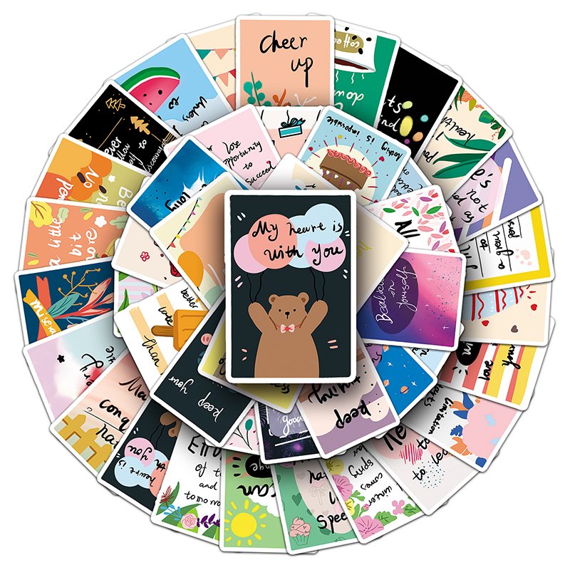 2023NEW Original Children Encouragement Cards Sticker UV Printing Custom Die Cut Vinyl Decorative Sticker