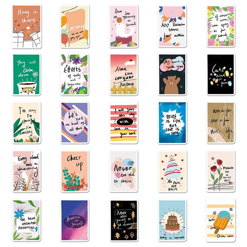 2023NEW Original Children Encouragement Cards Sticker UV Printing Custom Die Cut Vinyl Decorative Sticker
