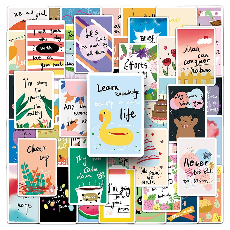 2023NEW Original Children Encouragement Cards Sticker UV Printing Custom Die Cut Vinyl Decorative Sticker
