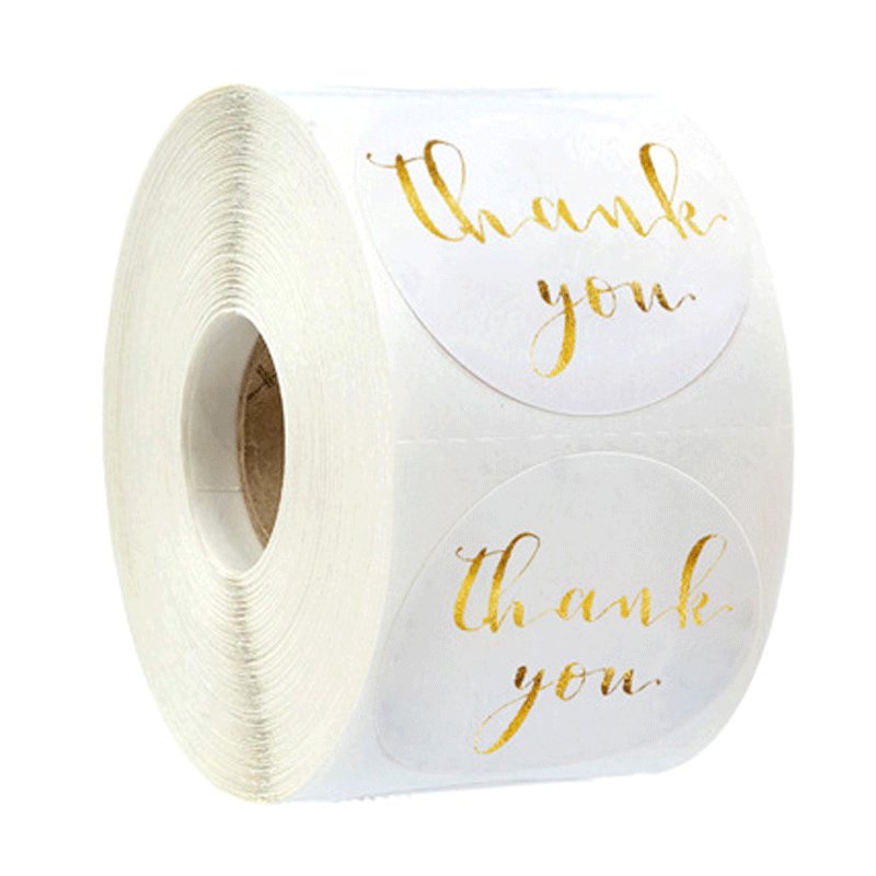 Custom Logo Adhesive Thankyou Round Sticker Roll Holographic Thank You Stickers for Small Business 2 or 1.5 Inch