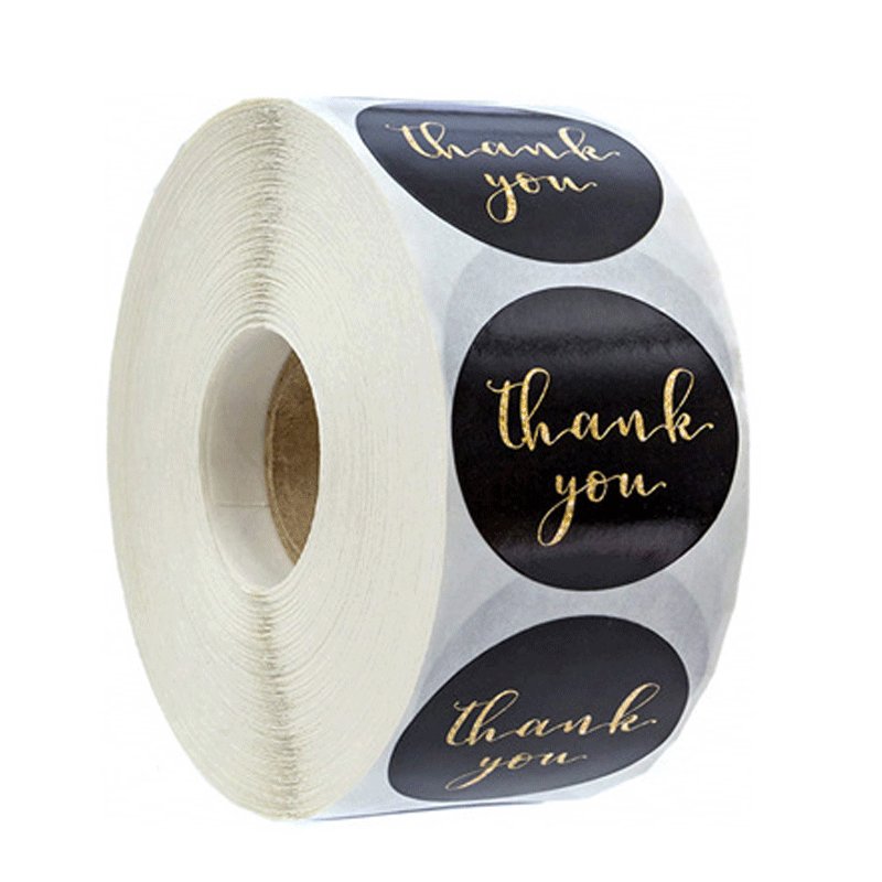Custom Logo Adhesive Thankyou Round Sticker Roll Holographic Thank You Stickers for Small Business 2 or 1.5 Inch