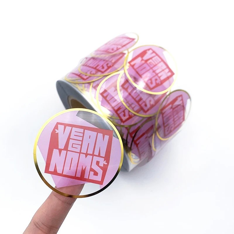 Printing Hot Stamping Gold Foil Label Brand stickers Paper Adhesive Vinyl Waterproof Clear Label Custom Transparent Logo sticker