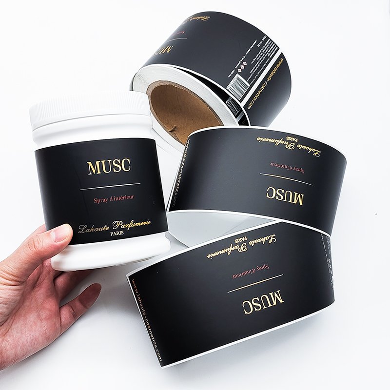 Printing Hot Stamping Gold Foil Label Brand stickers Paper Adhesive Vinyl Waterproof Clear Label Custom Transparent Logo sticker