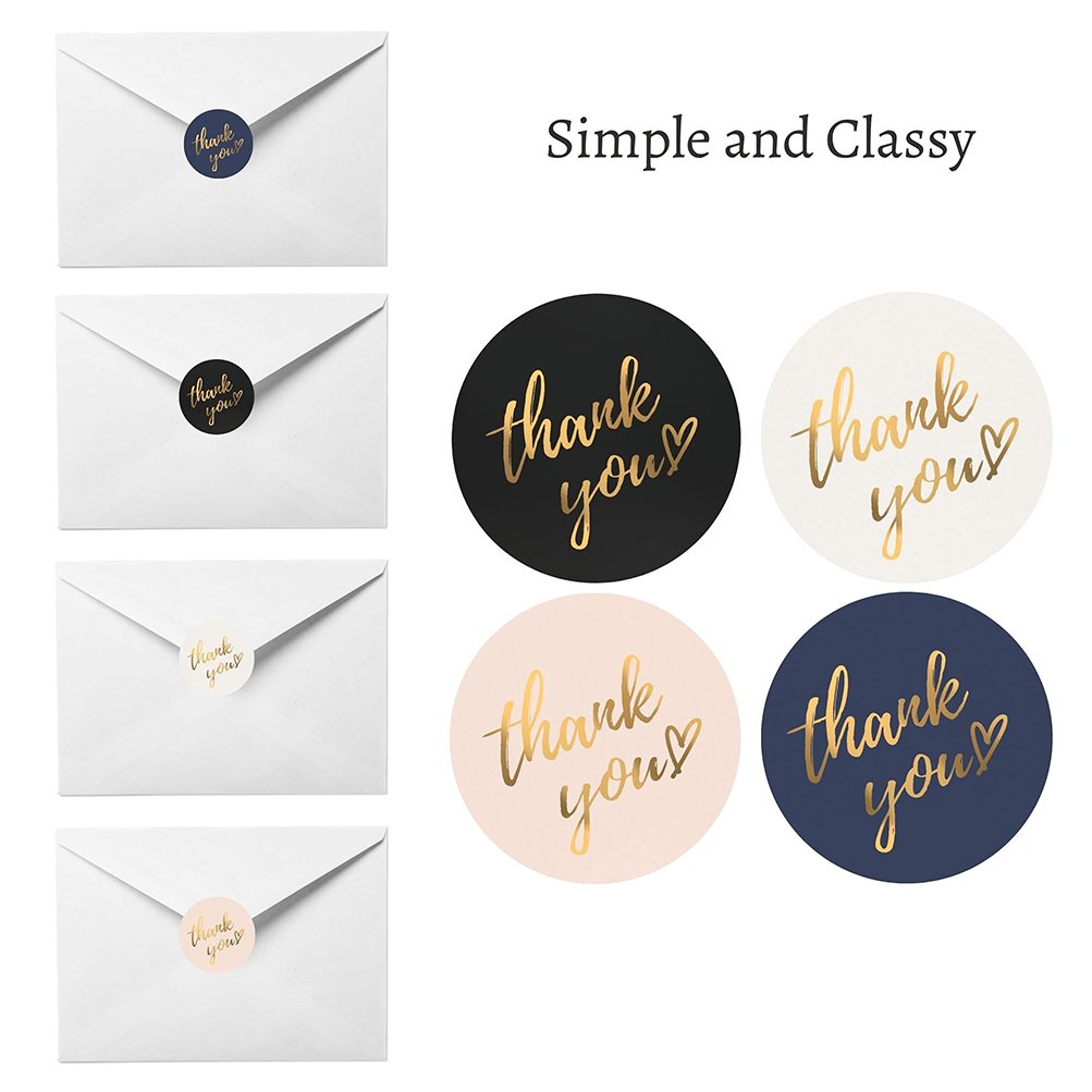 Hot Sale Custom Logo Printed Roll Blue Adhesive Paper Gold Stamping Round Thank You Seal Label Stickers for Packaging
