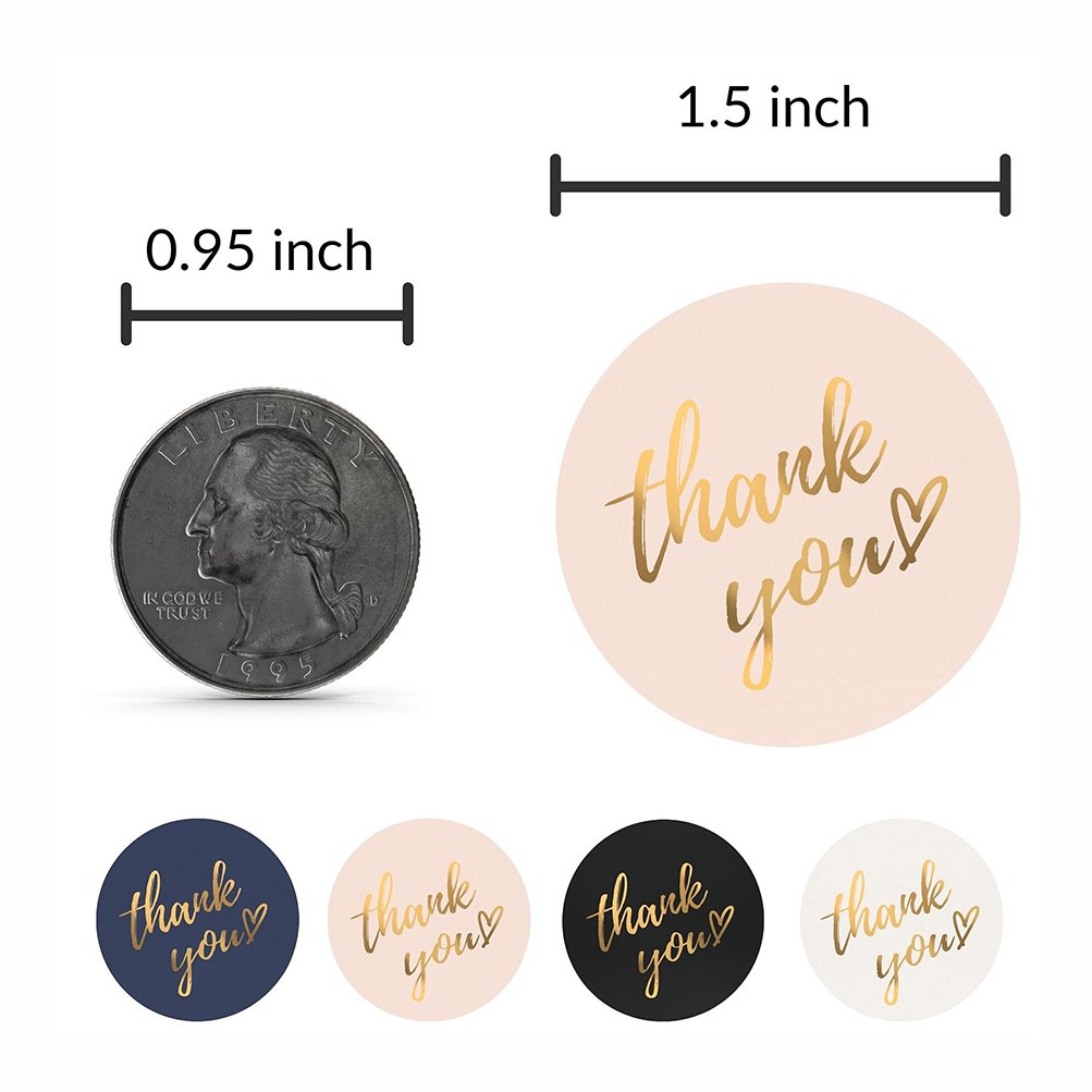 Hot Sale Custom Logo Printed Roll Blue Adhesive Paper Gold Stamping Round Thank You Seal Label Stickers for Packaging
