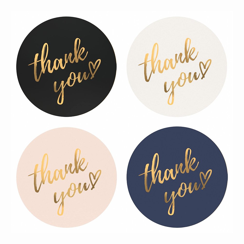 Hot Sale Custom Logo Printed Roll Blue Adhesive Paper Gold Stamping Round Thank You Seal Label Stickers for Packaging