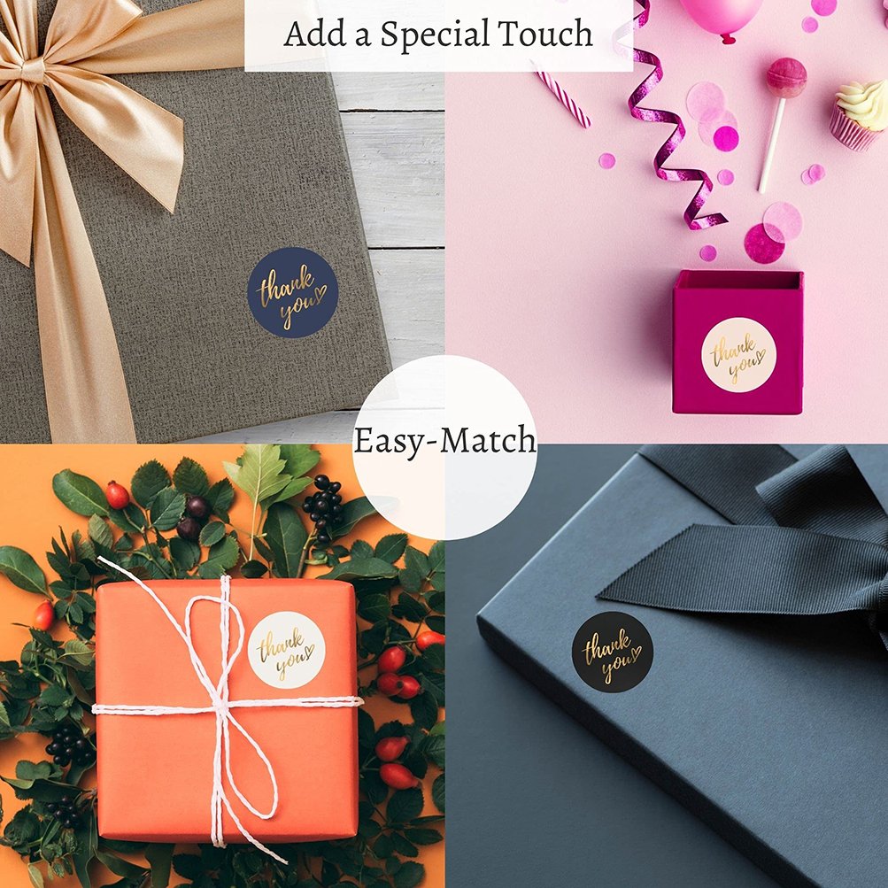 Hot Sale Custom Logo Printed Roll Blue Adhesive Paper Gold Stamping Round Thank You Seal Label Stickers for Packaging