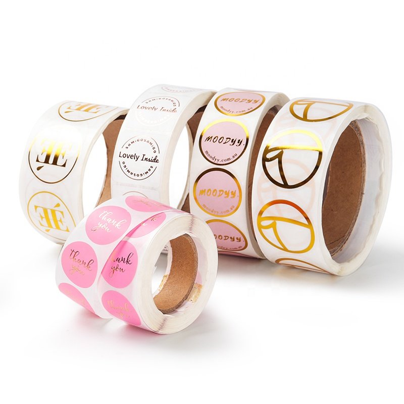 Private Design Product Labels Maker Self Adhesive Vinyl Round Waterproof sticker Roll Paper Custom Printing Logo Label stickers