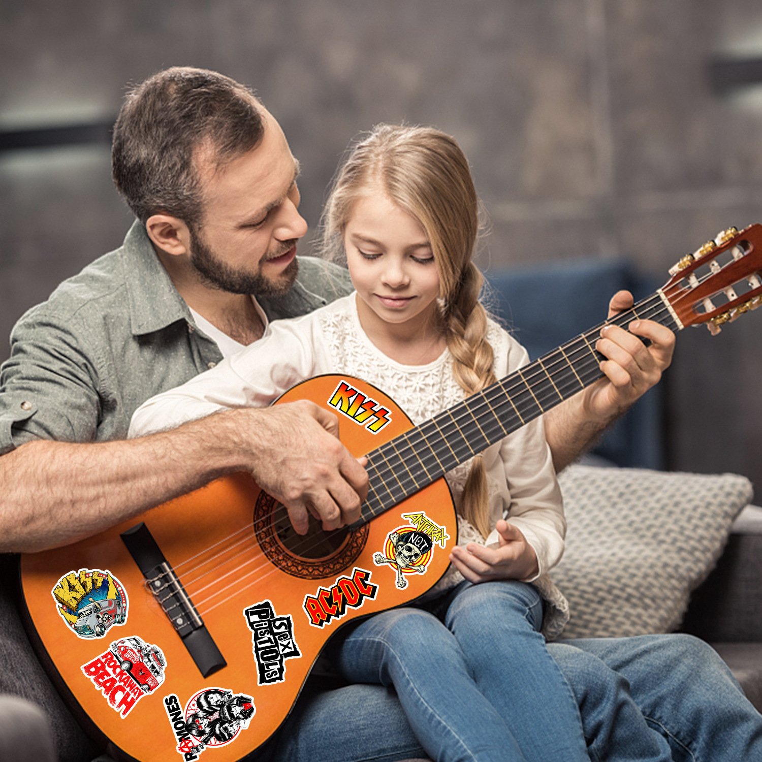 ZY2841H 100Pcs Rock Music Theme Graffiti DIY Stickers Decorative Cup Guitar Laptop Luggage Vinyl Waterproof Stickers