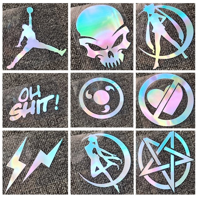 Personality colorful laser bright holographic sticker custom car decoration stickers logo modified car sticker